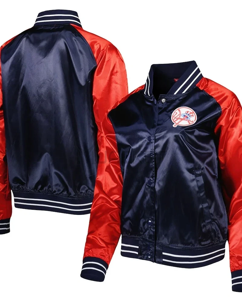 Team 2.0 NY Yankees Navy Blue/Red Satin Jacket - image 3