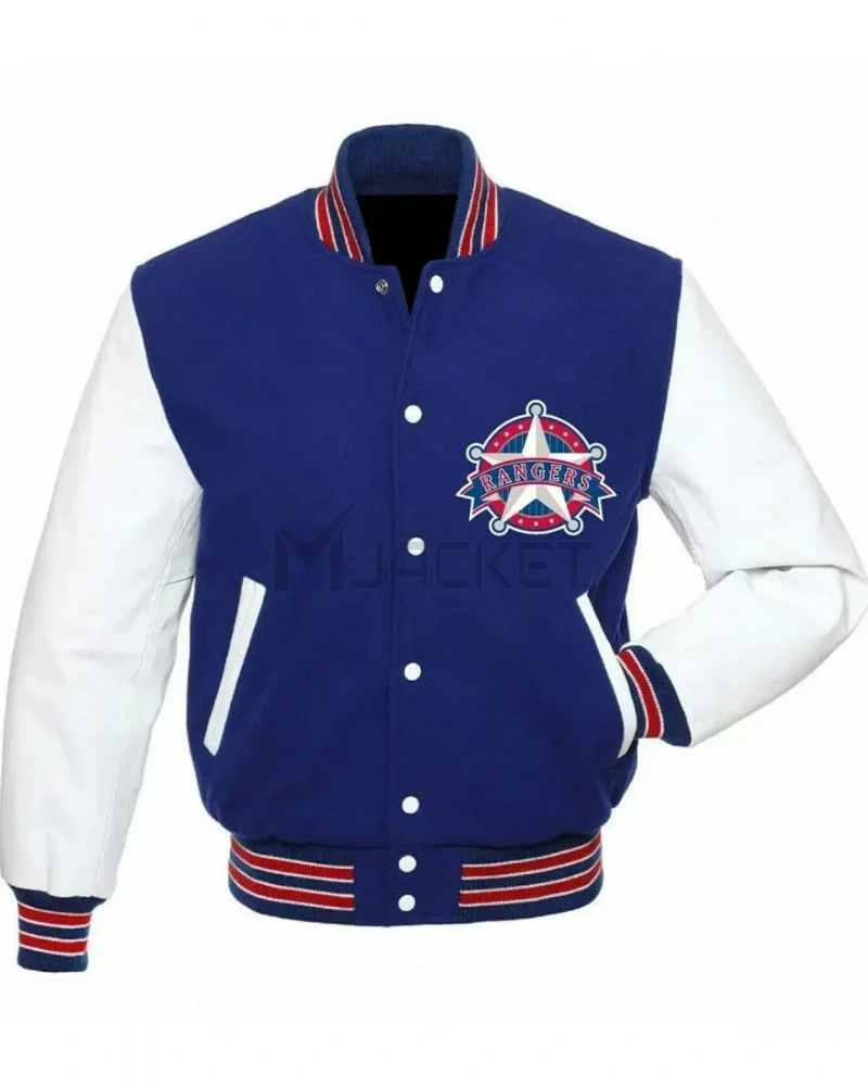Texas Rangers White and Blue Varsity  Jacket - image 1