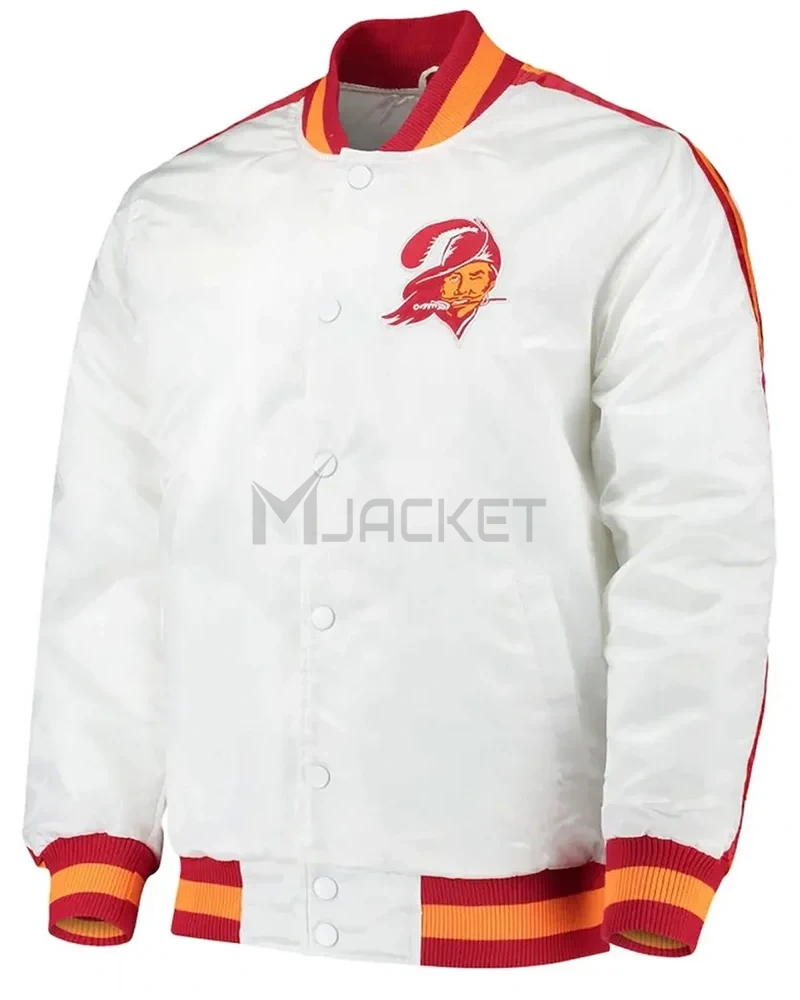 Throwback D-Line Tampa Bay Buccaneers White Satin Jacket - image 1