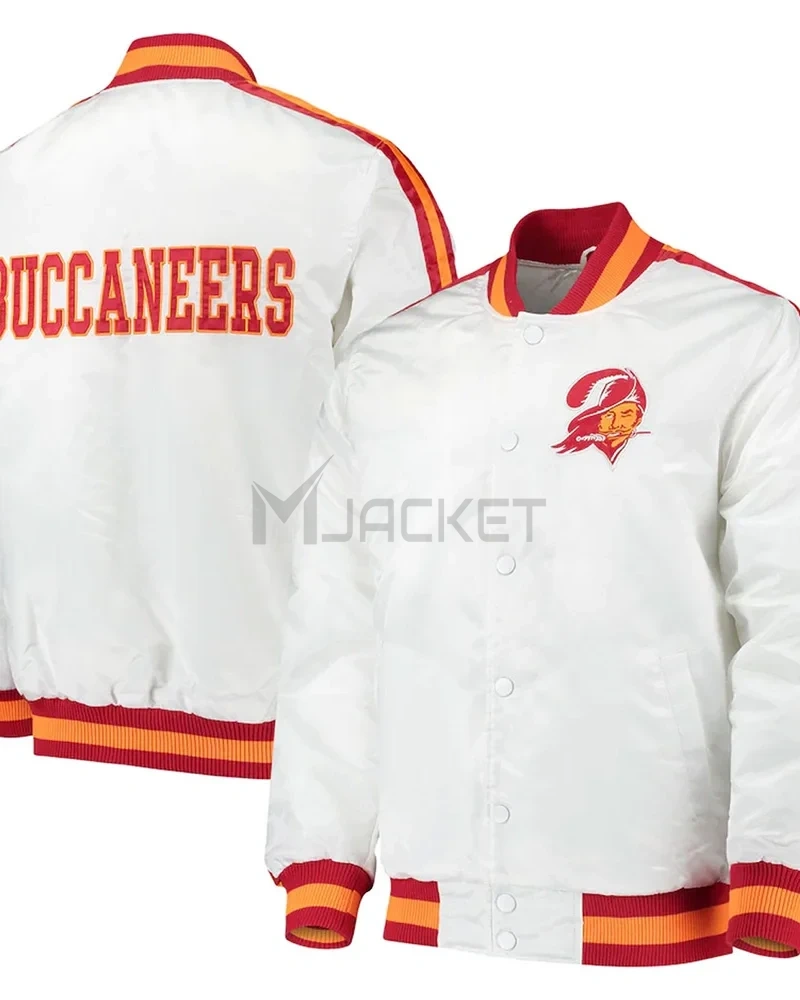 Throwback D-Line Tampa Bay Buccaneers White Satin Jacket - image 3