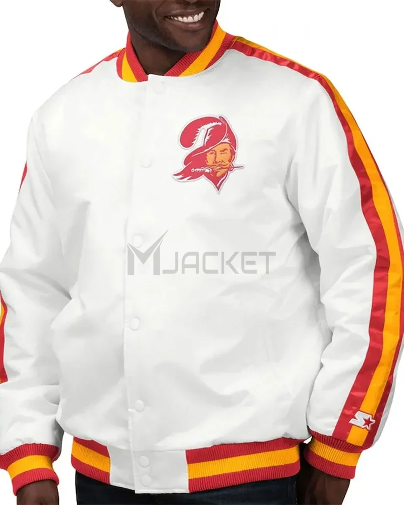 Throwback D-Line Tampa Bay Buccaneers White Satin Jacket - image 4