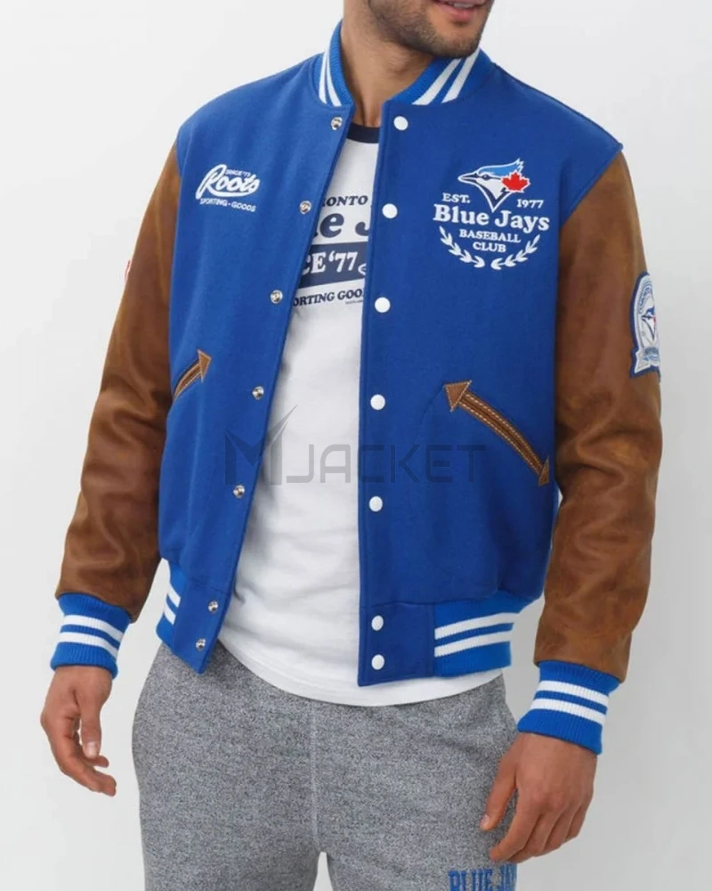 Toronto Blue Jays Letterman  Blue and Brown Jacket - image 1