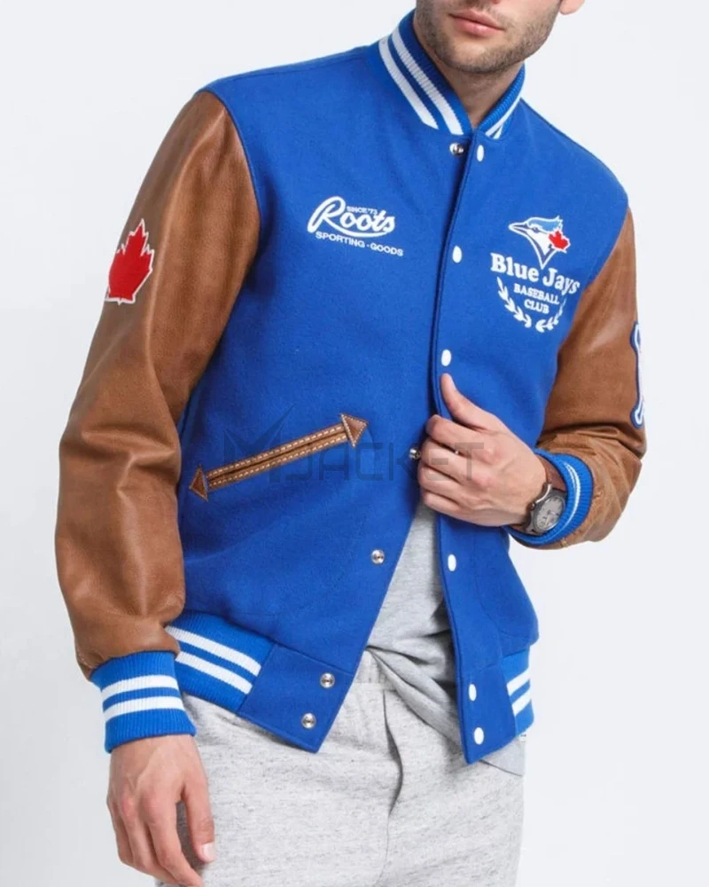 Toronto Blue Jays Letterman  Blue and Brown Jacket - image 3