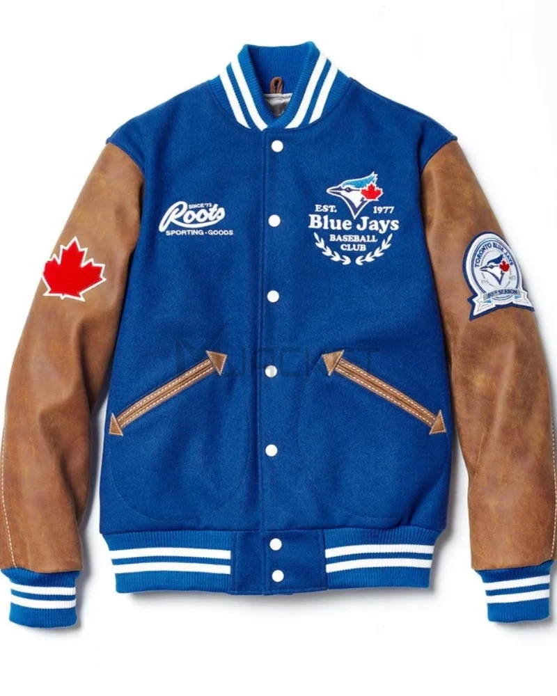 Toronto Blue Jays Letterman  Blue and Brown Jacket - image 4