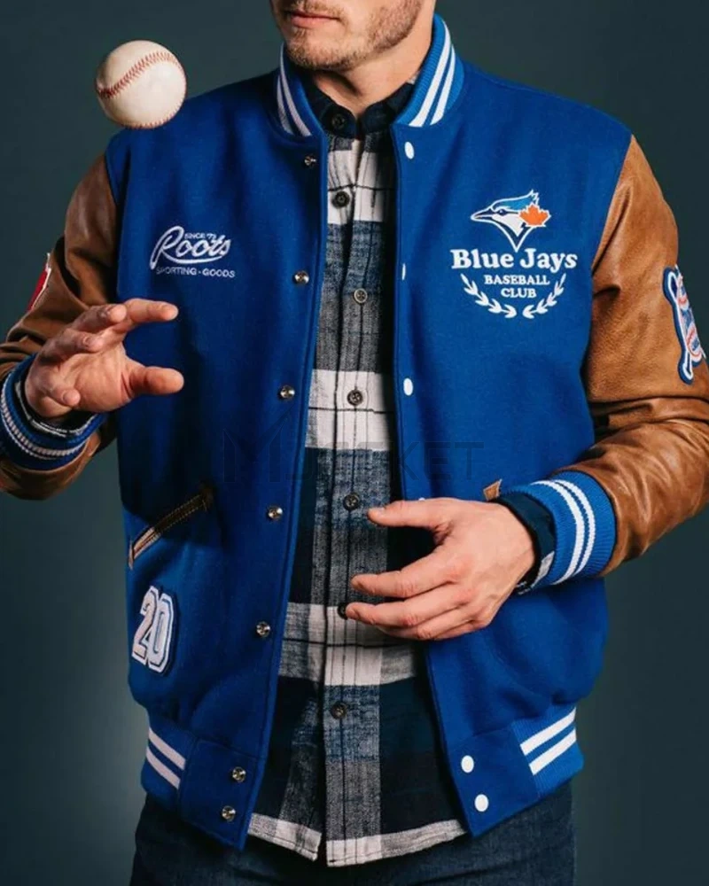 Toronto Blue Jays Letterman  Blue and Brown Jacket - image 5
