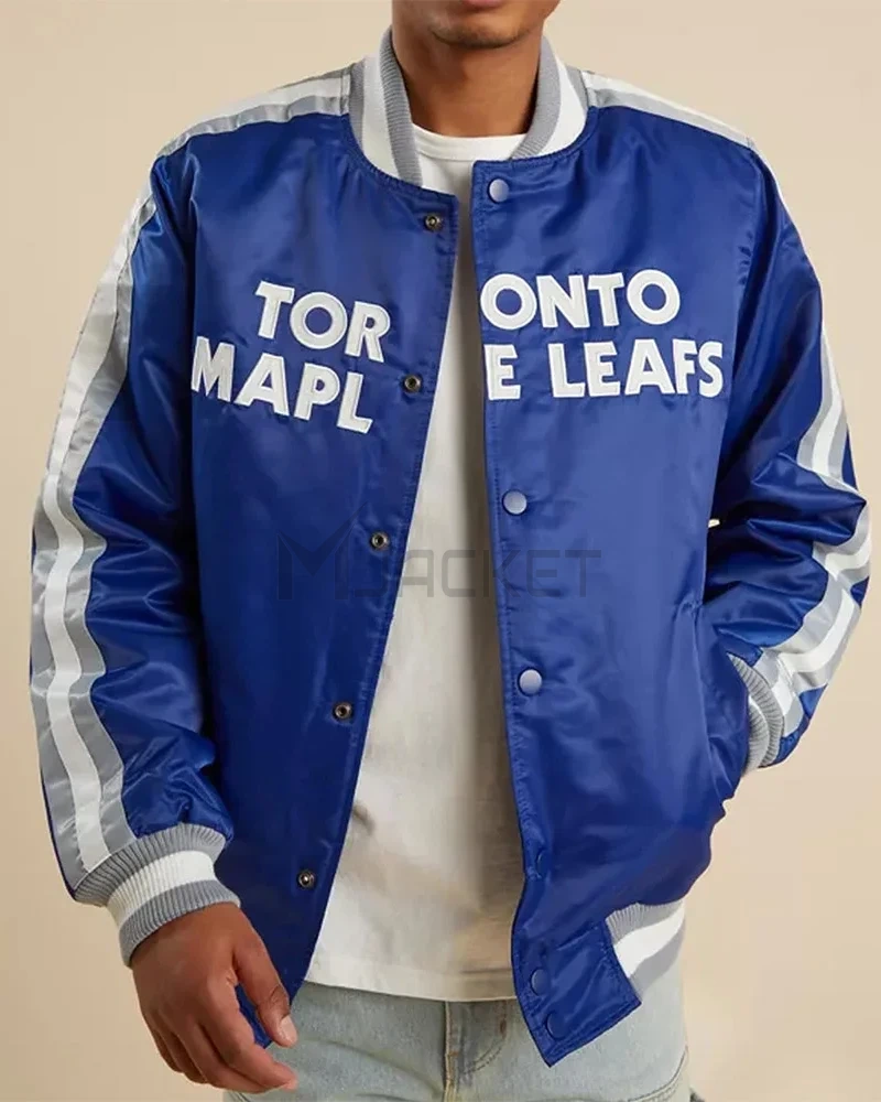 Toronto Maple Leafs Royal Blue Satin Varsity Jacket - image 1