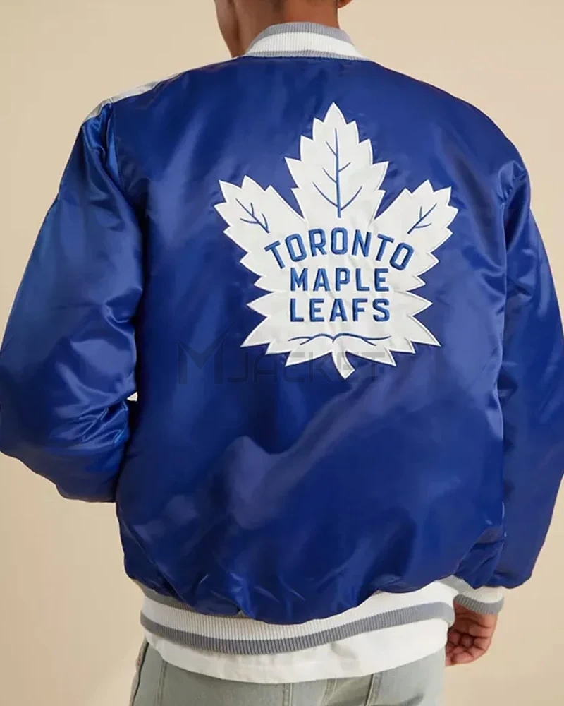 Toronto Maple Leafs Royal Blue Satin Varsity Jacket - image 2