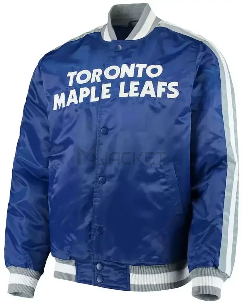 Toronto Maple Leafs Royal Blue Satin Varsity Jacket - image 3