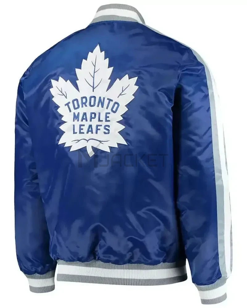 Toronto Maple Leafs Royal Blue Satin Varsity Jacket - image 4