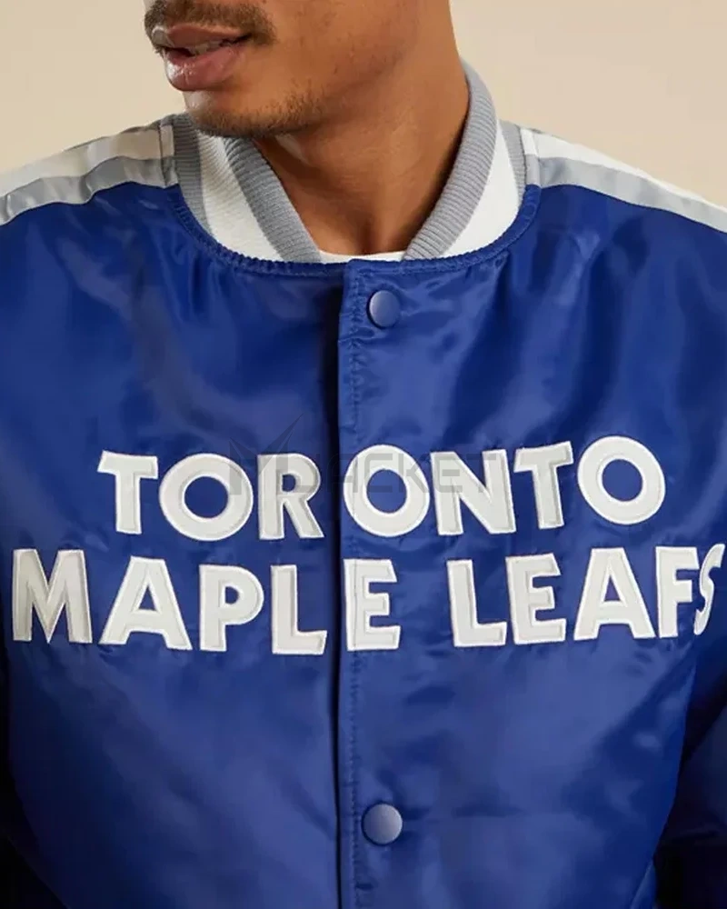 Toronto Maple Leafs Royal Blue Satin Varsity Jacket - image 6
