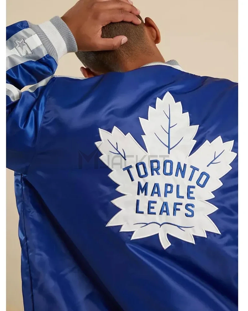 Toronto Maple Leafs Royal Blue Satin Varsity Jacket - image 7
