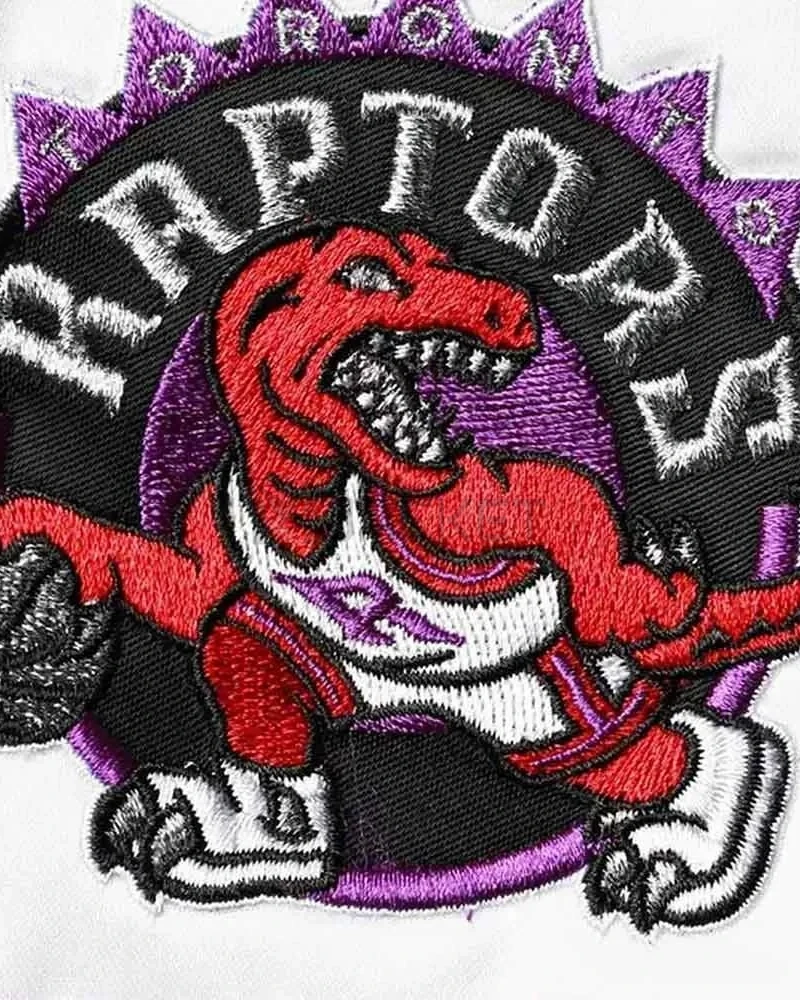 Toronto Raptors Hardwood Classics Script Black Satin Jacket - image 4