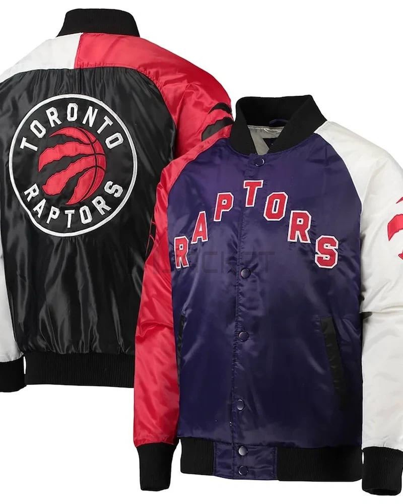 Toronto Raptors Purple/Red/White Tricolor Satin Jacket - image 3