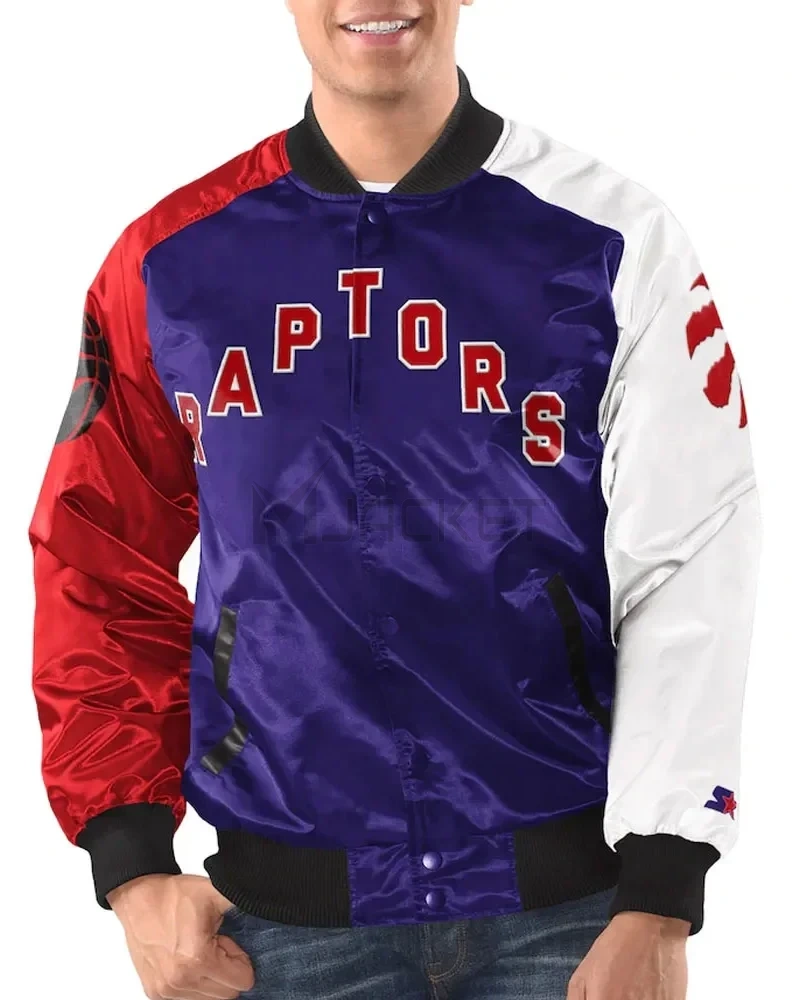 Toronto Raptors Purple/Red/White Tricolor Satin Jacket - image 4