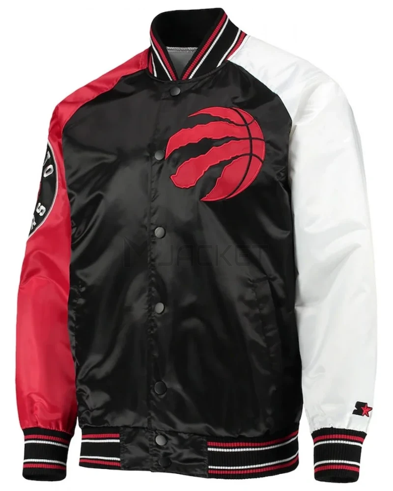 Toronto Raptors Reliever Raglan Black and Red Full-Snap Jacket - image 1