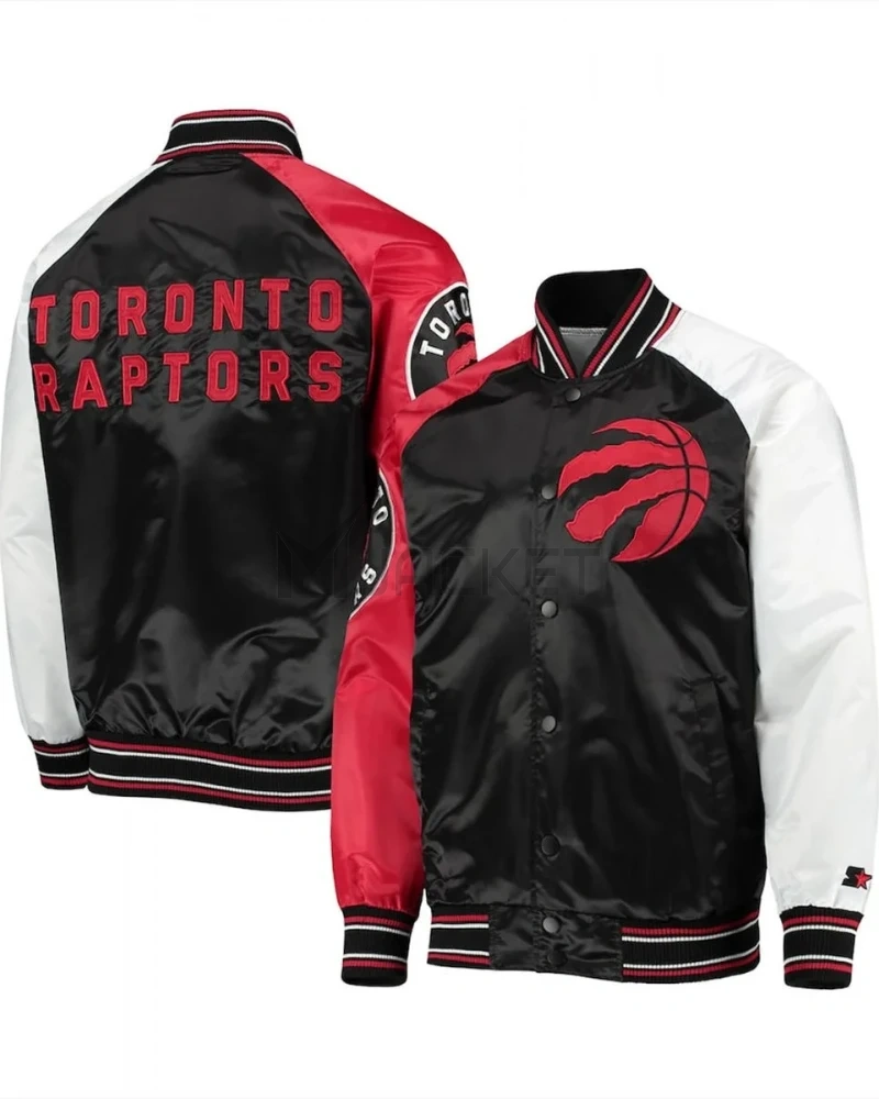Toronto Raptors Reliever Raglan Black and Red Full-Snap Jacket - image 3
