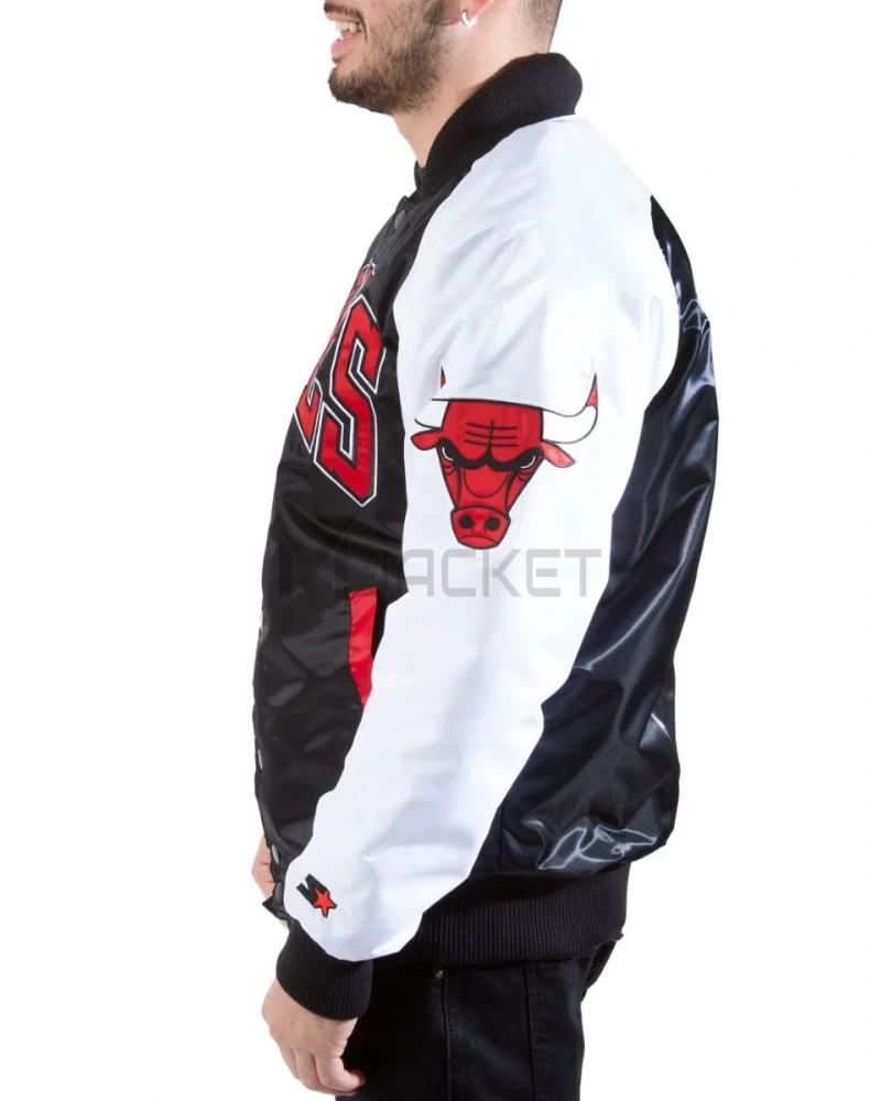 Tri-Color Chicago Bulls Varsity Satin Jacket - image 6