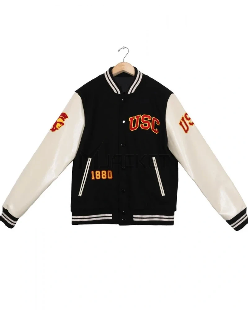 USC Trojans Varsity White and Black Jacket - image 1