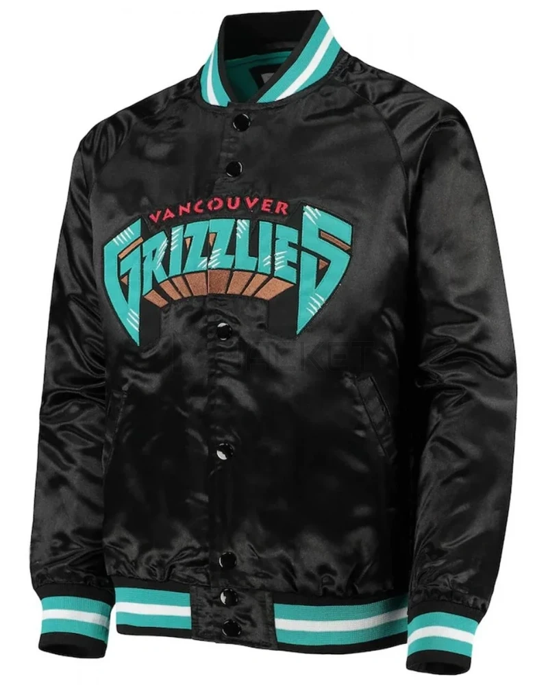 Vancouver Grizzlies Hardwood Classics Black Full-Snap Jacket - image 1