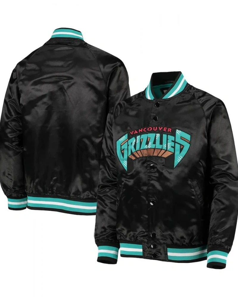 Vancouver Grizzlies Hardwood Classics Black Full-Snap Jacket - image 3