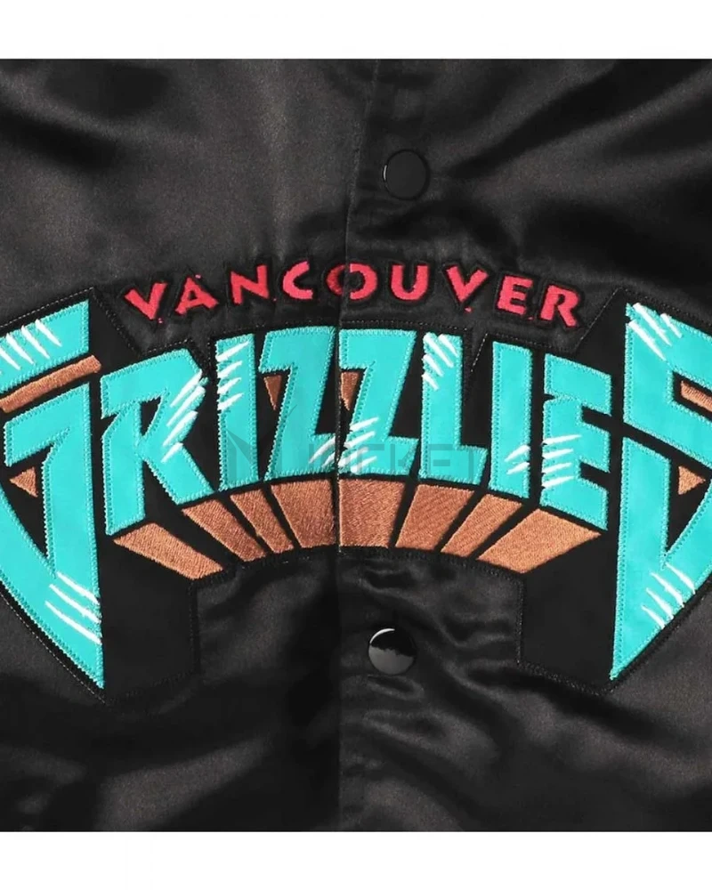 Vancouver Grizzlies Hardwood Classics Black Full-Snap Jacket - image 4