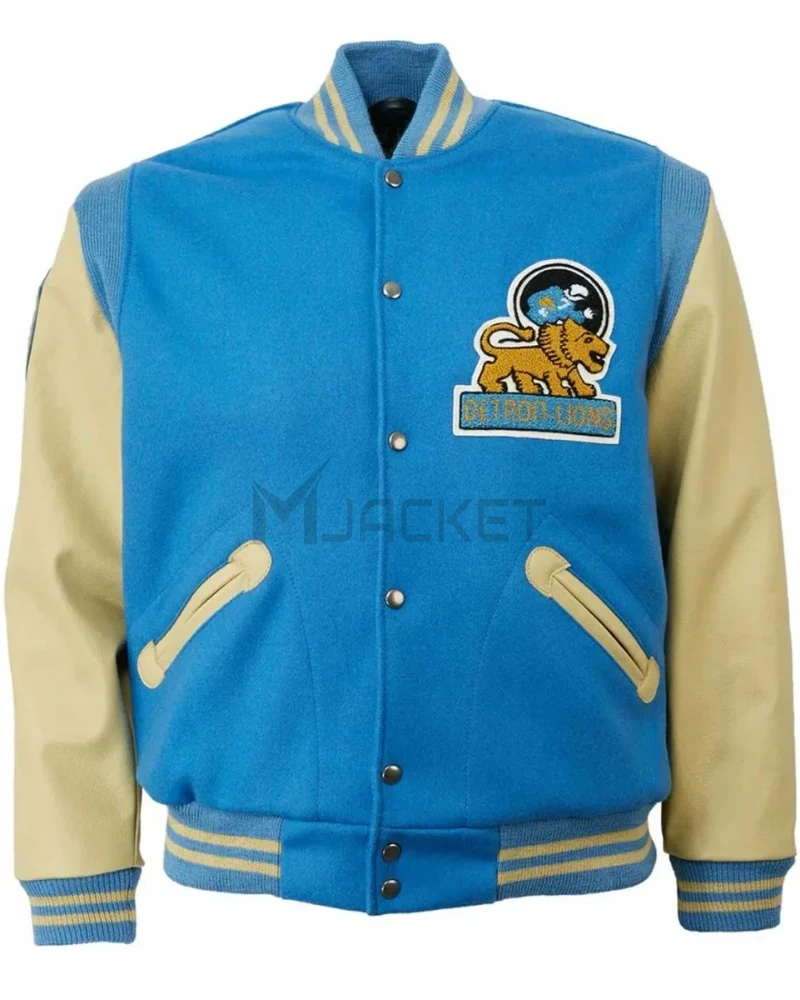 Varsity 1952 Detroit Lions Cream and Blue Jacket - image 1