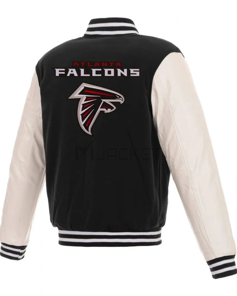 Varsity Atlanta Falcons White and Black Jacket - image 2