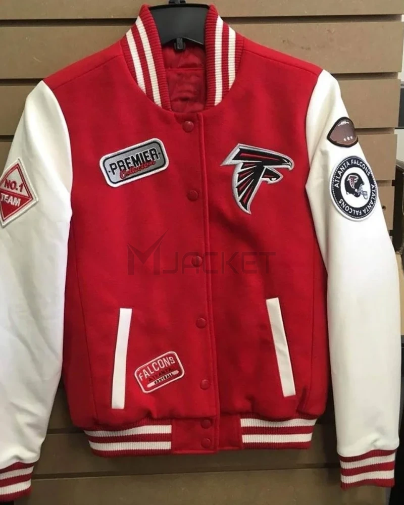Varsity Atlanta Falcons White and Red Jacket - image 1