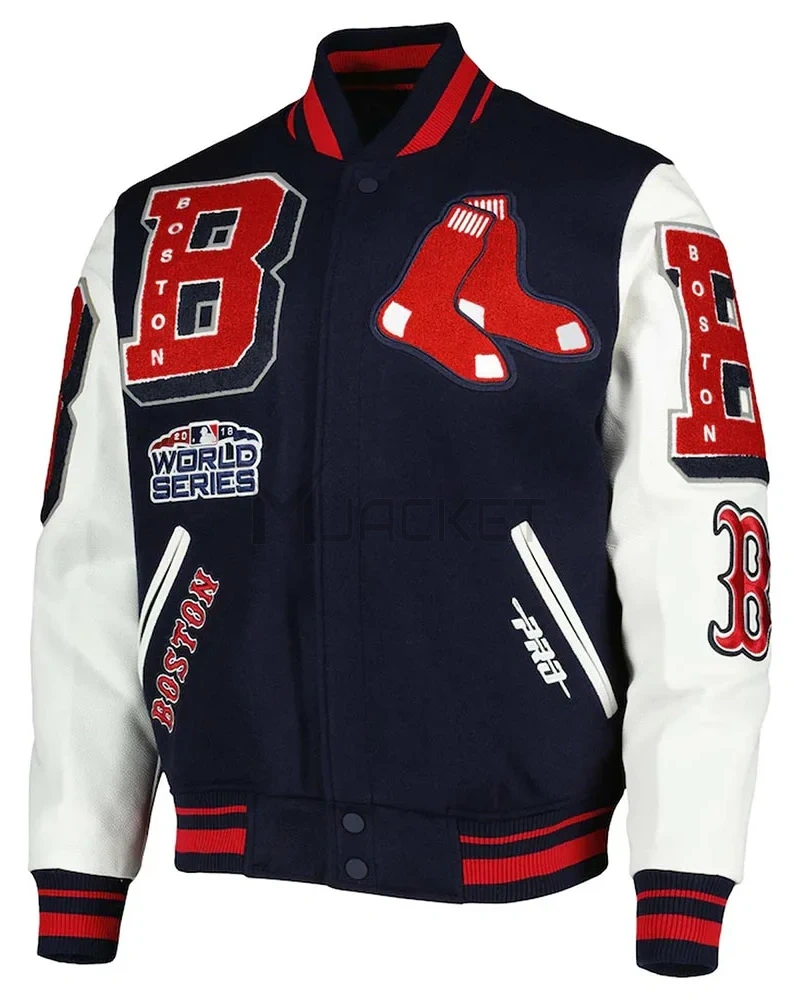 Varsity Boston Red Sox Mash Up Navy Blue and White Jacket - image 1