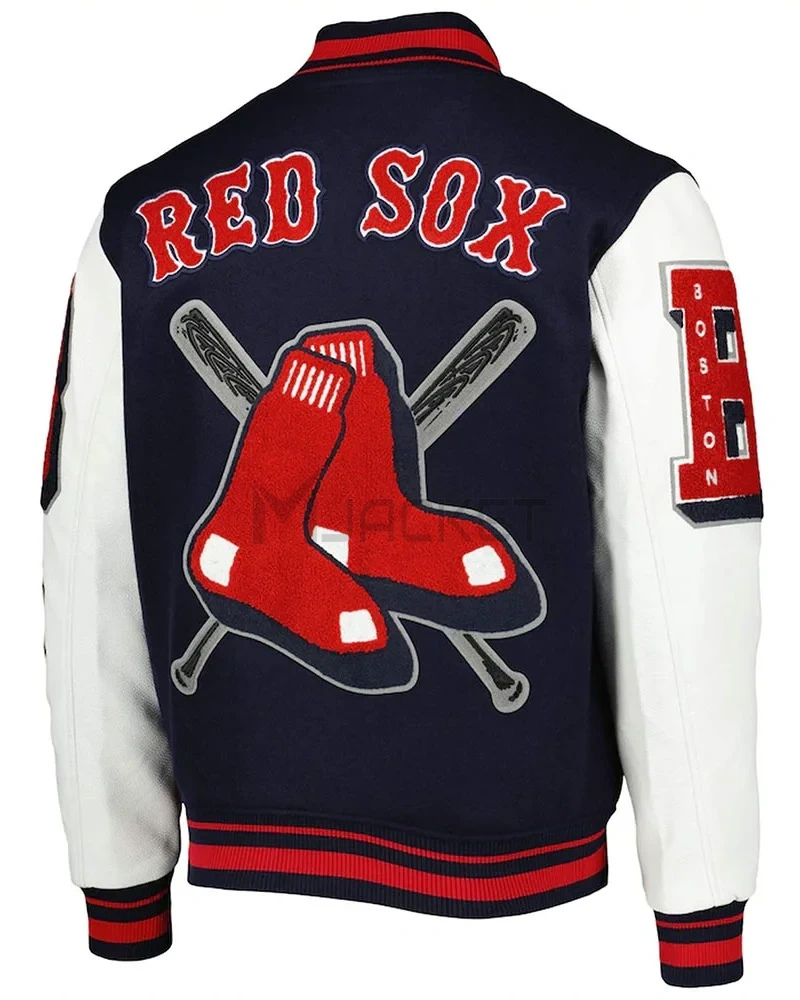 Varsity Boston Red Sox Mash Up Navy Blue and White Jacket - image 2