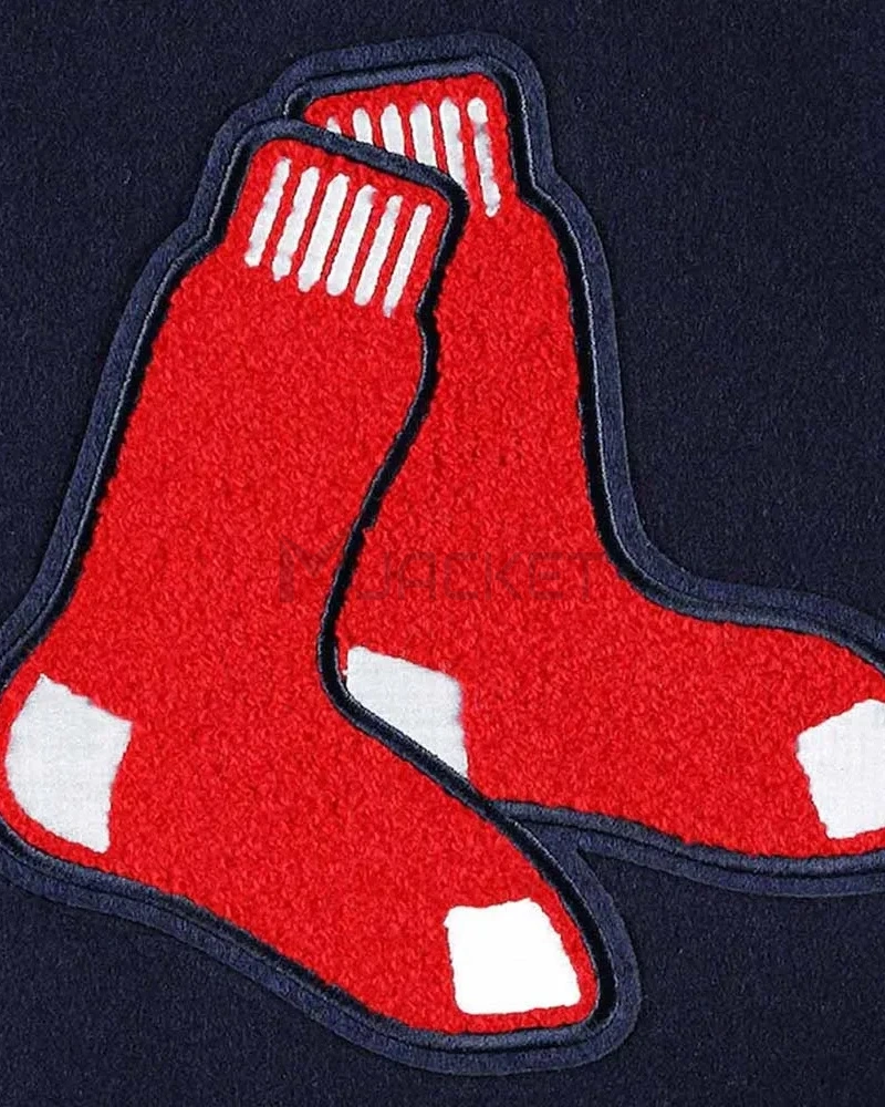 Varsity Boston Red Sox Mash Up Navy Blue and White Jacket - image 8