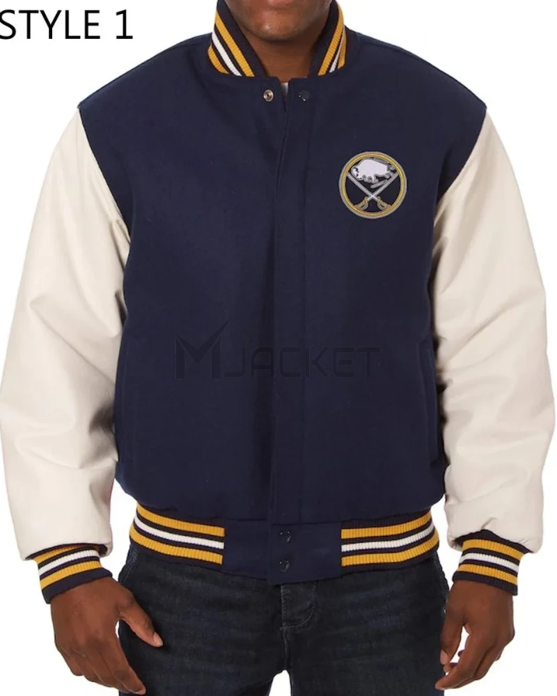 Varsity Buffalo Sabres Blue and White Two Tone Jacket - image 1