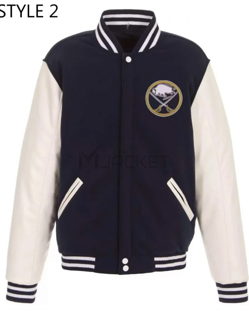 Varsity Buffalo Sabres Blue and White Two Tone Jacket - image 2