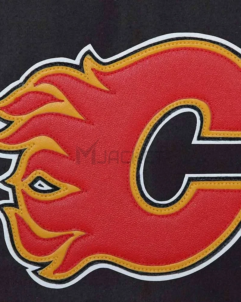 Varsity Calgary Flames Black and White Two-Tone Jacket - image 3