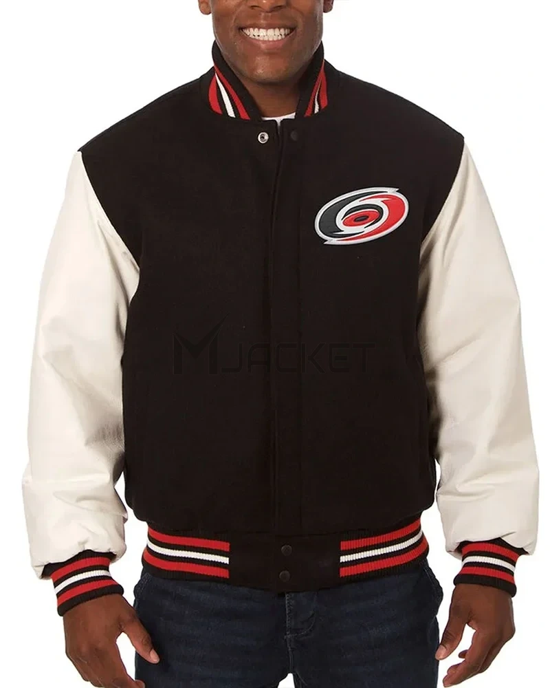 Varsity Carolina Hurricanes Black and White Two-Tone Jacket - image 1