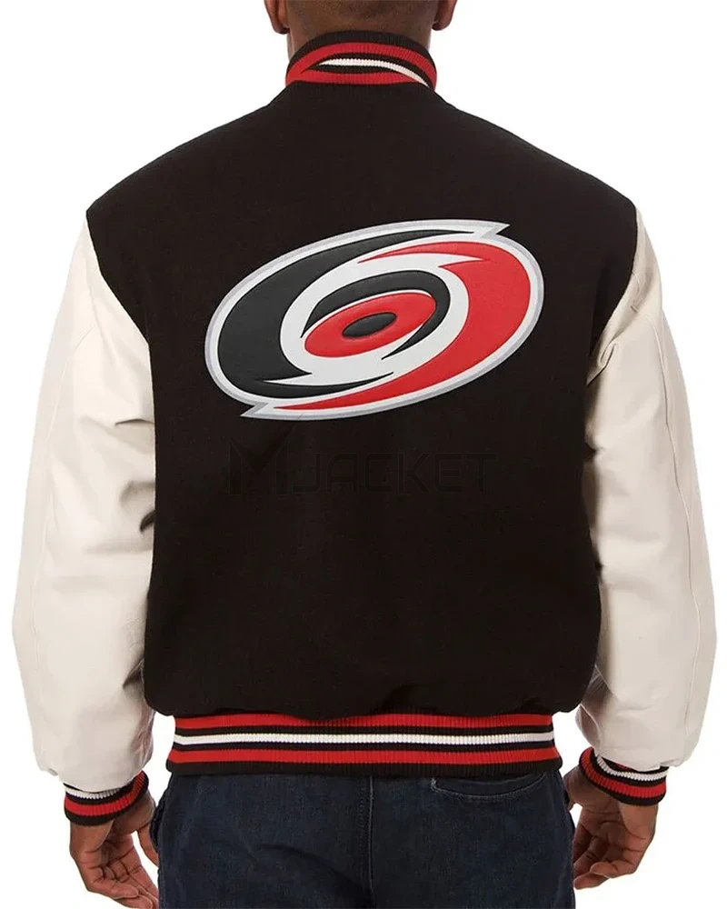 Varsity Carolina Hurricanes Black and White Two-Tone Jacket - image 2