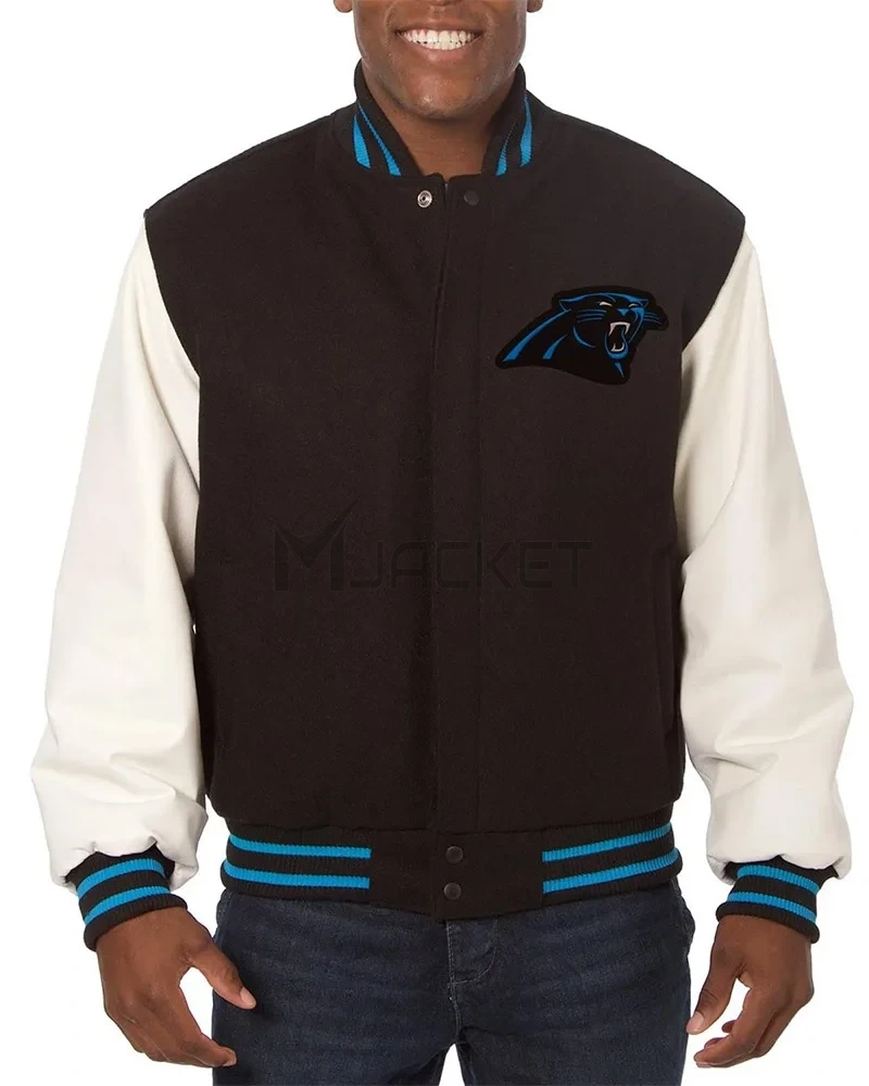 Varsity Carolina Panthers Black and White Two-Tone Jacket - image 1