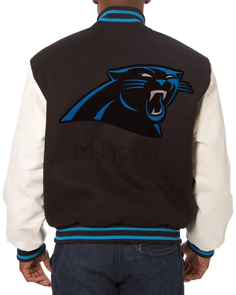 Varsity Carolina Panthers Black and White Two-Tone Jacket - image 2