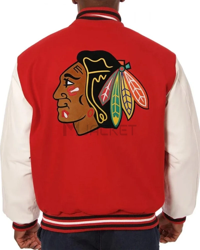 Varsity Chicago Blackhawks Red and White Two Tone Jacket - image 2