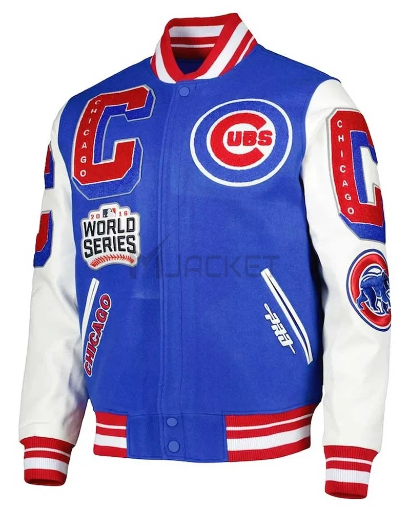 Varsity Chicago Cubs Mash Up White and Royal Blue Jacket - image 1