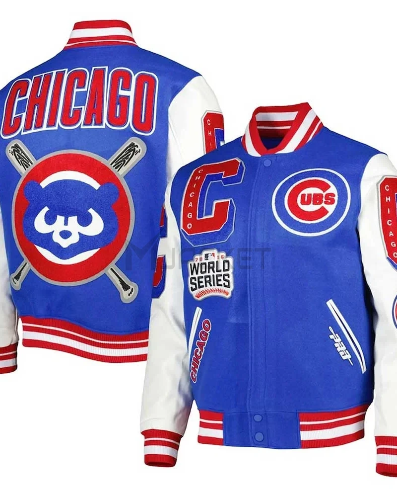 Varsity Chicago Cubs Mash Up White and Royal Blue Jacket - image 3
