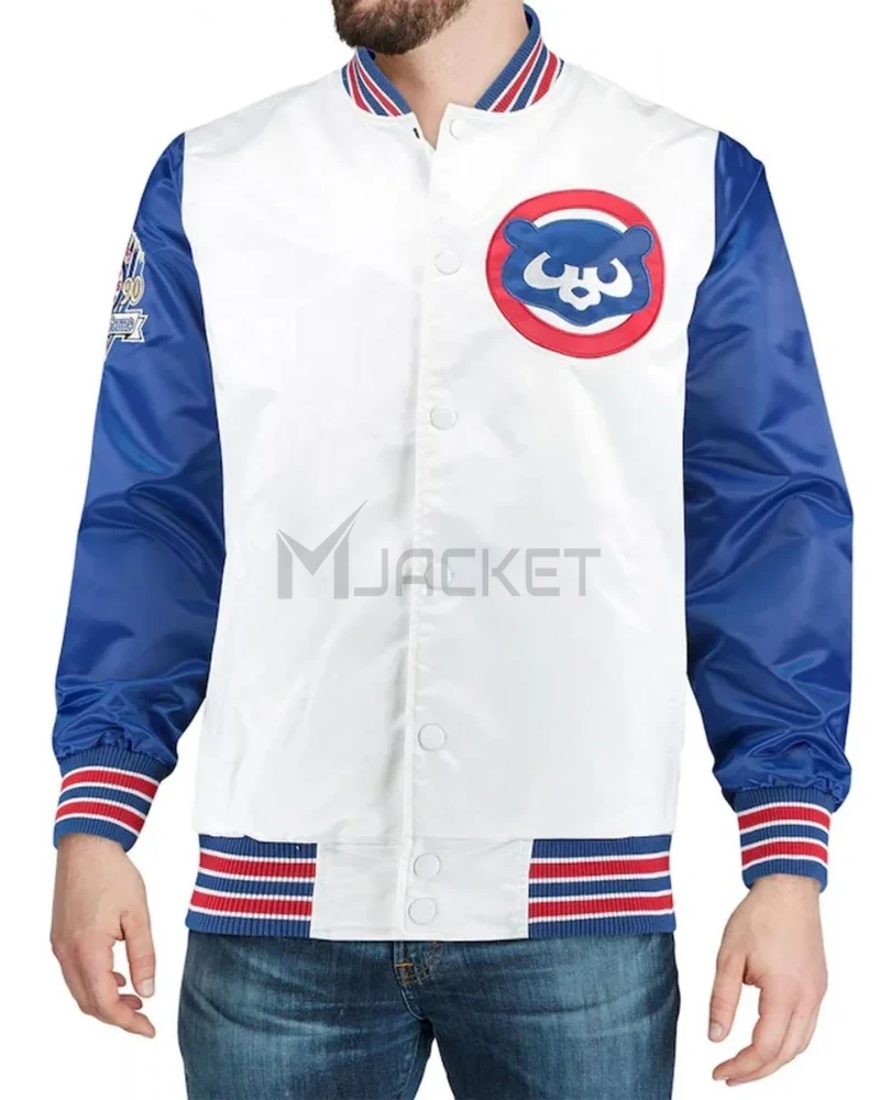 Varsity Chicago Cubs Satin Royal Blue and White Jacket - image 3