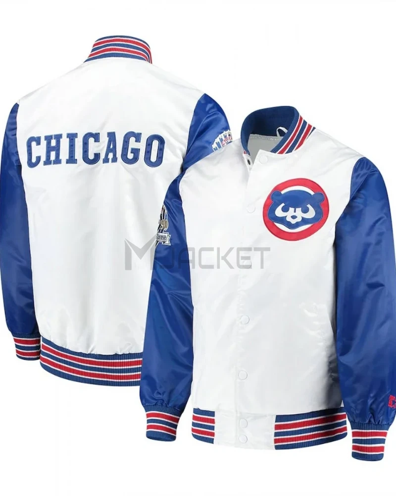 Varsity Chicago Cubs Satin Royal Blue and White Jacket - image 4