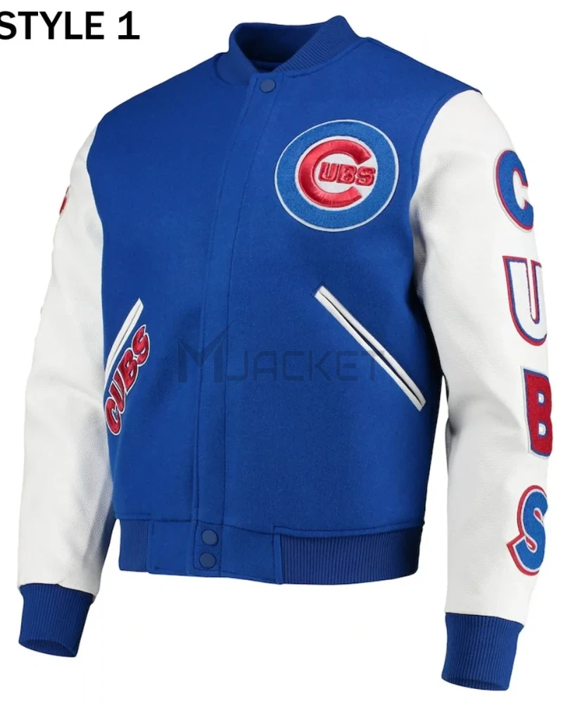Varsity Chicago Cubs White and Royal Blue Jacket - image 1