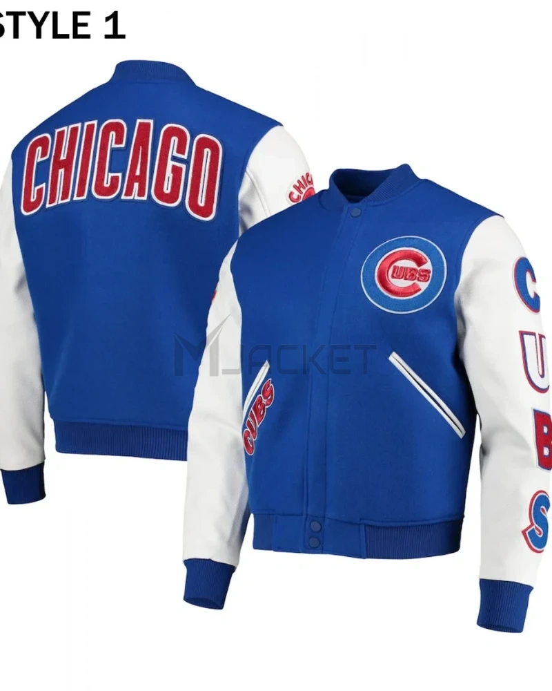 Varsity Chicago Cubs White and Royal Blue Jacket - image 11