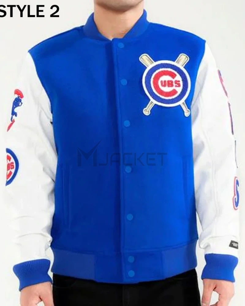 Varsity Chicago Cubs White and Royal Blue Jacket - image 3
