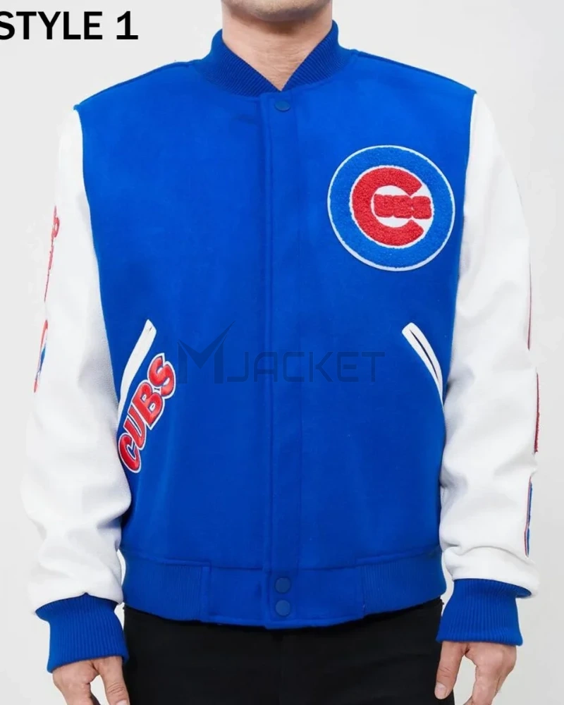 Varsity Chicago Cubs White and Royal Blue Jacket - image 4