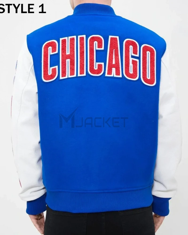 Varsity Chicago Cubs White and Royal Blue Jacket - image 5