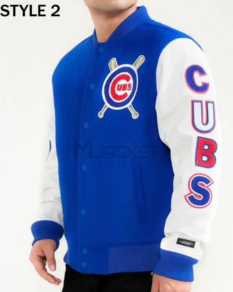 Varsity Chicago Cubs White and Royal Blue Jacket - image 8