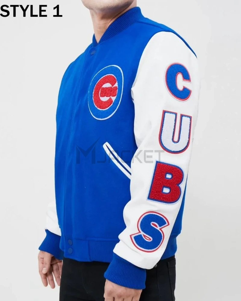 Varsity Chicago Cubs White and Royal Blue Jacket - image 9